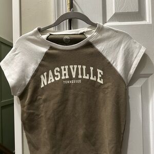 Kids Nashville Graphic Tee - Brown and White